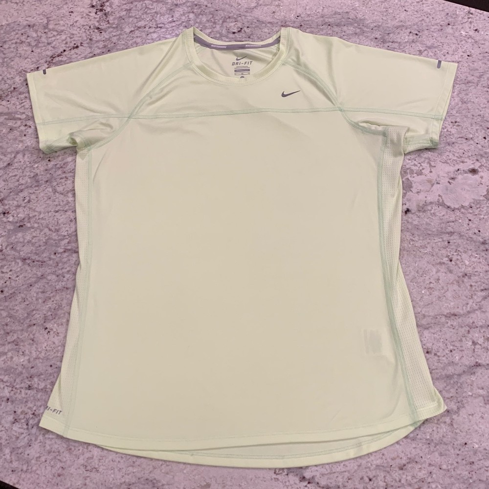 Nike Running Dri-Fit athletic short sleeve top; neon yellow; women’s size XL